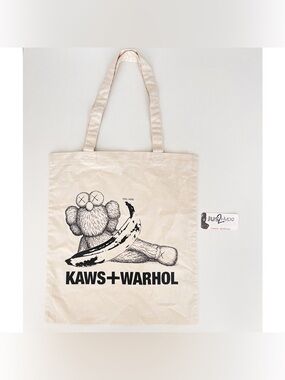 KAWS + Warhol Beige Graphic Tote Bag Brand New